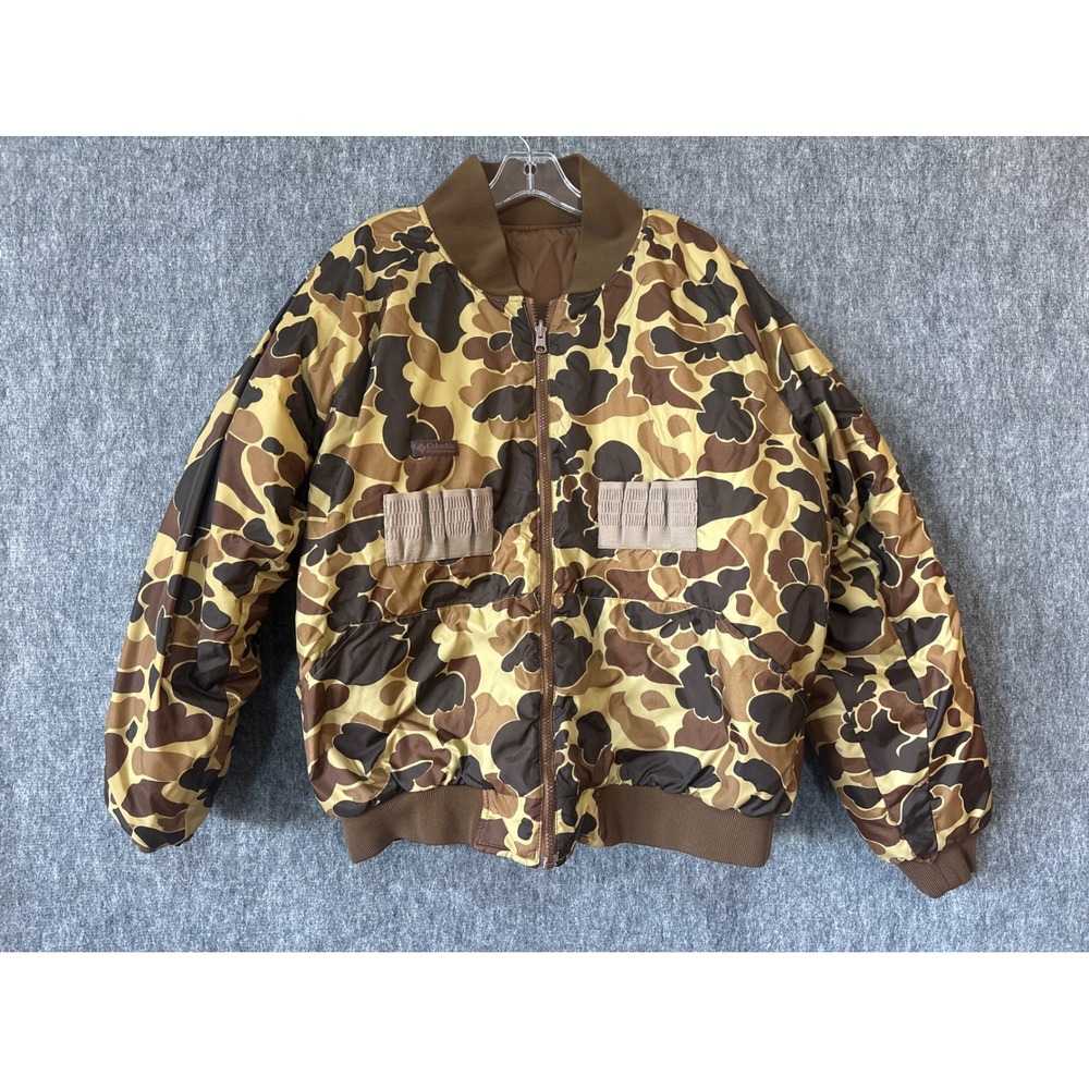 Columbia Sportswear Reversible Duck Hunter Camo Bomber Jacket Mens Medium Brown